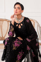 3-Pc Charizma Unstitched Embroidered Chiffon Shirt with Dyed Chiffon Dupatta CZP3-03