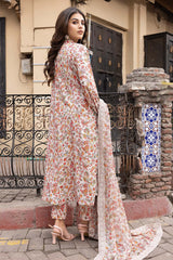 3-Pc Unstitched Printed Embroidered Lawn Suit With Embroidered Chiffon Dupatta CRB23-05