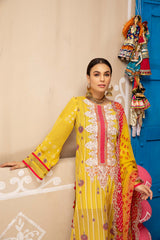 3-piece Unstitched Embroidered Lawn With Chiffon Dupatta CHN-07