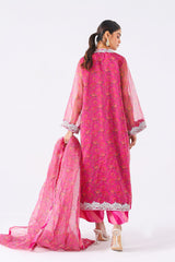 3-Pc Printed Organza with Qlot Trouser & Organza dupatta SCPM3-0051