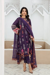 3-PC Unstitched Printed Lawn Shirt with Embroidered Chiffon Dupatta and Trouser AS4-18