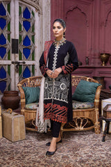 3 Pc Unstitched Embroidered Leather with Printed Shawl RMW-04