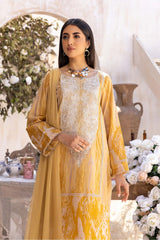 3-Pc Charizma Unstitched Embroidered Lawn Shirt With Embroidered Chiffon Dupatta AN23-14
