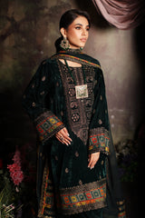 3 Pc Unstitched Embroidered Velvet With Embroidered Chiffon Dupatta CVT3-02