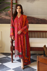 3-Pc Printed Khaddar Shirt with Woolen Shwal CVW3-04