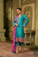 3 Pc Embroidered Silk Suit OMT21-46