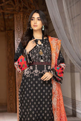 3-Pc Charizma Unstitched Lawn Suit With Embroidered Chiffon Dupatta CC23-14