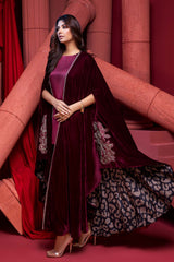 Embroidered Velvet Cape VVT21-19B