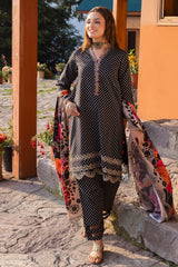 3-PC Embroidered Staple Shirt With Staple Shawl ANW4-01P