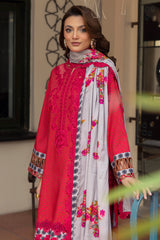 3-PC Embroidered Staple Shirt with Embroidered Shawl and Trouser DSWCC4-35