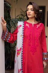 3-PC Embroidered Staple Shirt with Embroidered Shawl and Trouser DSWCC4-35