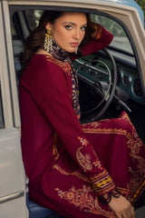 3-PC Embroidered Leather Shirt with Wool Shawl and Trouser DSWPS4-01