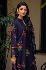 3-PC Embroidered Staple Shirt with Staple Shawl and Trouser DSWCC4-37