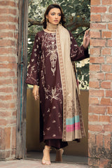 3-PC Embroidered Staple Shirt with Wool Shawl and Trouser DSWCC4-36