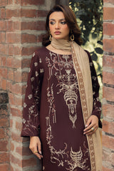 3-PC Embroidered Staple Shirt with Wool Shawl and Trouser DSWCC4-36