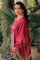 3-Pc Embroidered Staple Shirt with Embroidered Staple Shawl and Trouser DSWCC4-31