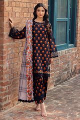 3-PC Embroidered Staple Shirt with Staple Shawl and Trouser DSWCC4-34