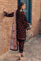 3-PC Embroidered Staple Shirt with Staple Shawl and Trouser DSWCC4-34