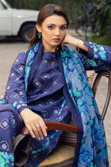 3-PC Embroidered Staple Shirt with Staple Shawl and Trouser DSWCC4-38