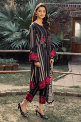 3-PC Embroidered Printed Staple Shirt with Embroidered Staple Shawl with Trouser DSWCC4-30