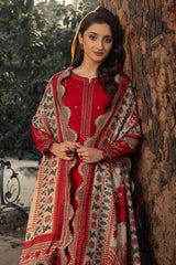 3-PC Embroidered Leather Shirt with Wool Shawl and Trouser DSWPS4-04