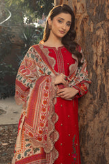 3-PC Embroidered Leather Shirt with Wool Shawl and Trouser DSWPS4-04