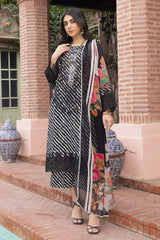 3-Pc Unstitched Printed Embroidered Lawn Suit With Embroidered Chiffon Dupatta CRB23-14B
