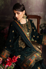 3 Pc Unstitched Embroidered Velvet With Embroidered Chiffon Dupatta CVT3-02