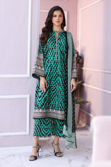 3-PC Printed Lawn Shirt with Chiffon Dupatta and Trouser CPS3-34