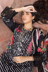 3-Pc Unstitched Printed Embroidered Lawn Suit With Embroidered Chiffon Dupatta CRB23-14B