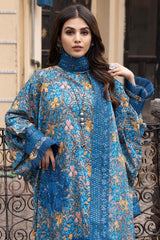 3-Pc Unstitched Printed Embroidered Lawn Suit With Embroidered Chiffon Dupatta CRB23-10