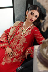 3-PC Unstitched Embroidered Leather with Printed Wool Shawl PS3-18