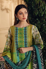 3 Pc Unstitched Embroidered Lawn With Chiffon Dupatta SH-17