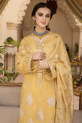 3-Pc Lawn Embroidered Long Shirt With Straight Trouser and Brochia Zari Dupatta EDP23-25