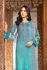 3-Pc Charizma Unstitched Lawn Suit With Embroidered Chiffon Dupatta CC23-21