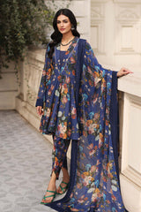 3-Pc Unstitched Printed Embroidered Lawn Suit With Embroidered Chiffon Dupatta CRB23-01