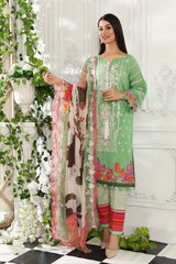 3-piece Unstitched Embroidered Swiss With Chiffon Dupatta CM-10