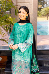 3-Pc Charizma Unstitched Embroidered Lawn Shirt With Embroidered Chiffon Dupatta AN23-19