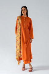 3-Pc Plain Lawn Shirt with Qlot Trouser & Chiffon Dupatta SCPG-3-123-A