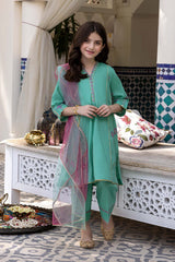 3 Pc Embroidered Shirt With Tye N Dye Dupatta and Cotton Shalwar CKP22-16