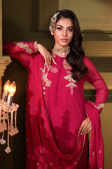 3-PC Embroidered Organza Shirt with Dupatta and Trouser CMA-4-022 PINK