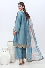 3-PC Embroidered Staple Jacqaurd Shirt with Organza Dupatta and Trouser CNP-3-249