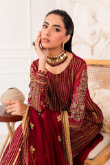 3-Pc Charizma Unstitched Embroidered Chiffon Shirt with Dyed Chiffon Dupatta CZP3-05