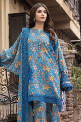 3-Pc Unstitched Printed Embroidered Lawn Suit With Embroidered Chiffon Dupatta CRB23-10