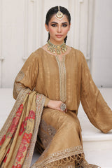 3-Pc Charizma Unstitched Embroidered Staple Jacquard with Zari Staple Shawl CB3-01