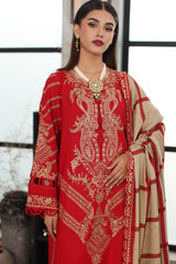 3-PC Unstitched Embroidered Leather with Printed Wool Shawl PS3-18