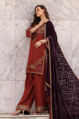 3-pc Unstitched Embroidered Dyed Leather Shirt PSW5-22