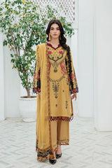 3-PC Unstitched Printed Lawn Shirt with Embroidered Chiffon Dupatta and Trouser AS4-12