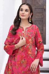 3-Pc Unstitched Printed Embroidered Lawn Suit With Embroidered Chiffon Dupatta CRB23-19