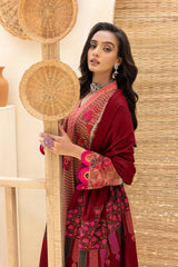 3-Pc Unstitched Khaddar With Embroidered Pashmina Shawl CKD22-10